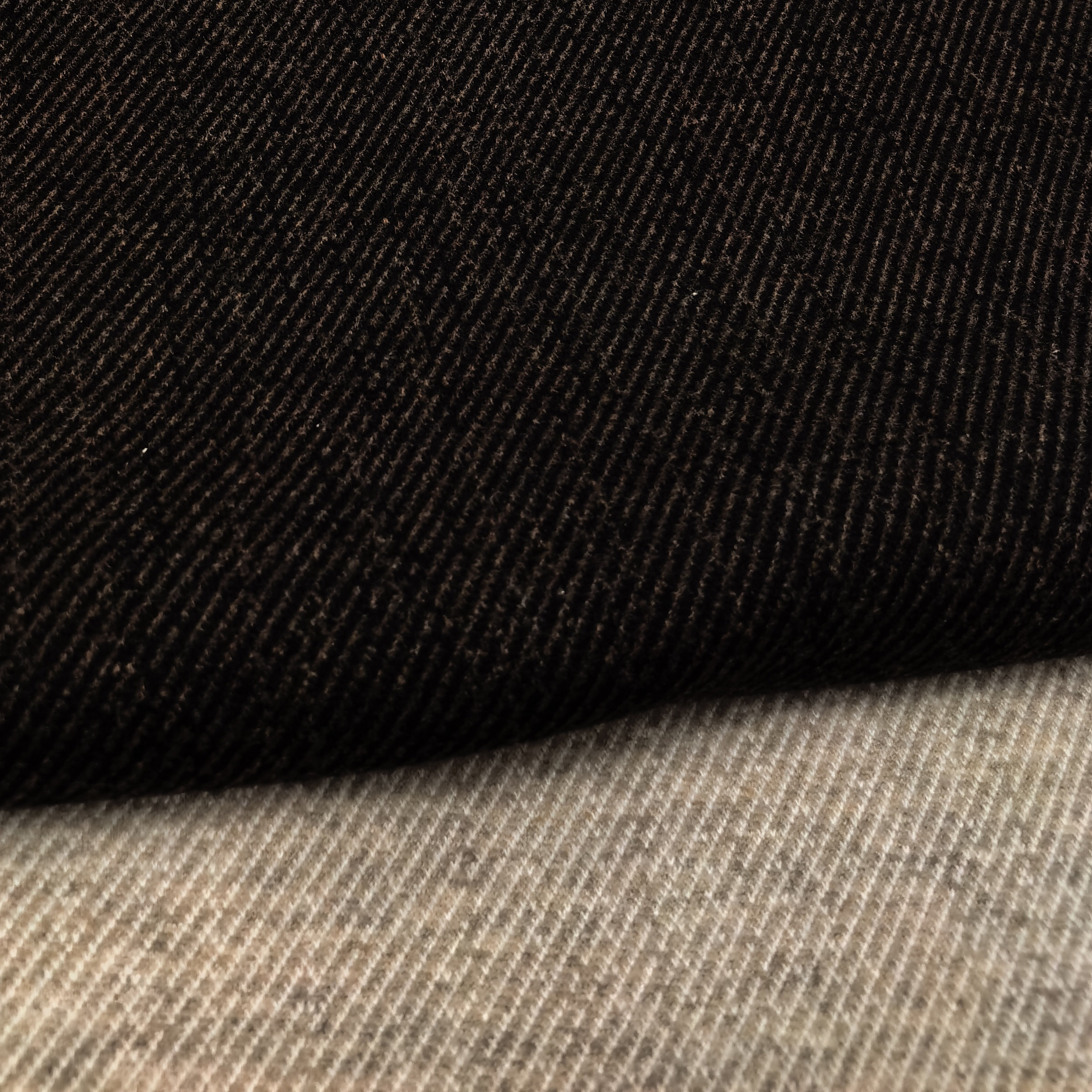 Two fabric textures, Fine-Gauge Twin-Rail Diagonal Twill Mélange Fabric